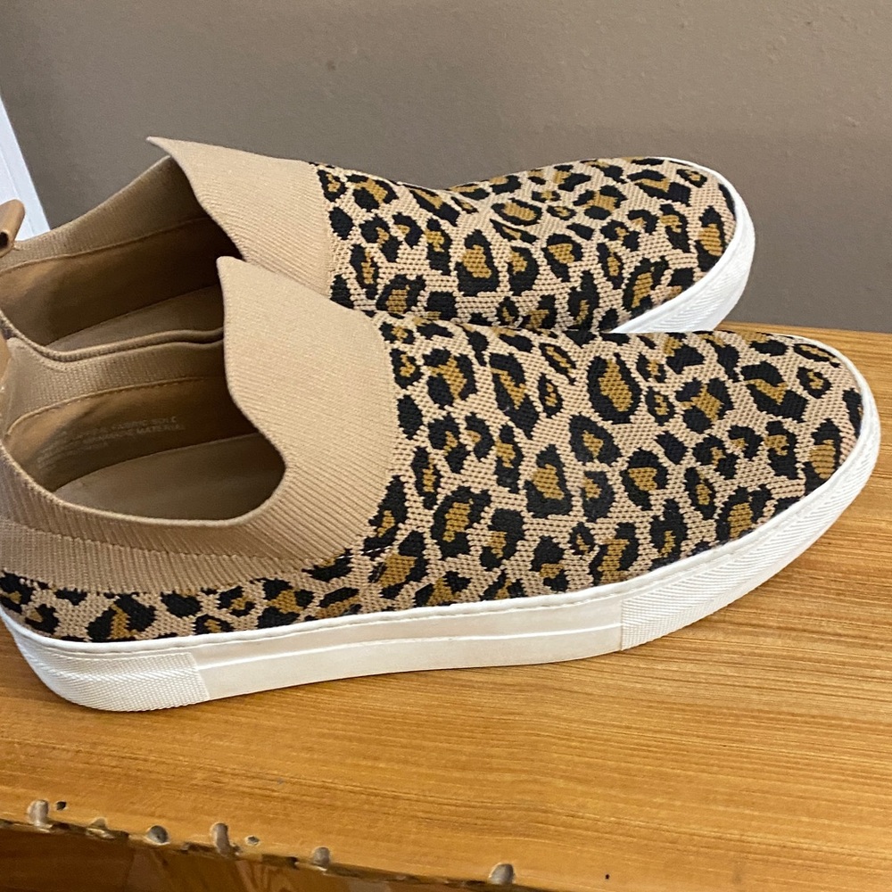 Tan Leopard Print Slip-On Sneakers